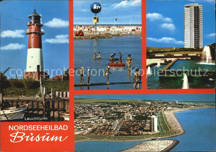 Buesum Nordseebad Leuchtturm Hochhaus Brunnen Fliegeraufnahme