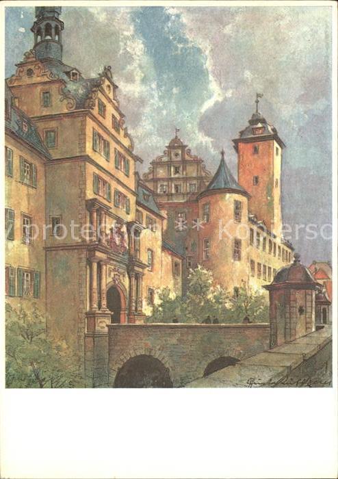 Mergentheim Bad Deutschherrenschloss Aquarell
