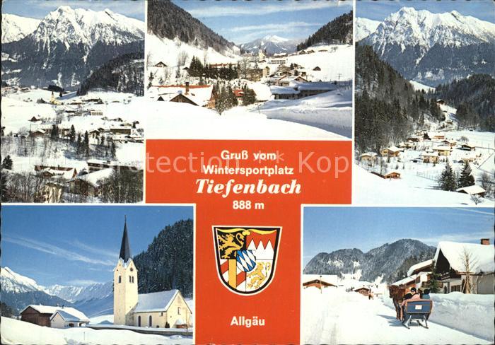 Tiefenbach Oberstdorf Ortsansichten Winterlandschaft Kirche Pferdeschlitten