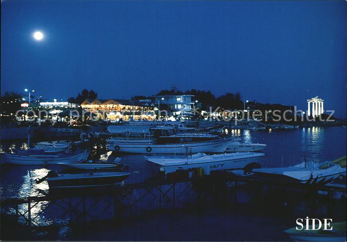 Side Antalya Hafen Apollontempel Nachtaufnahme