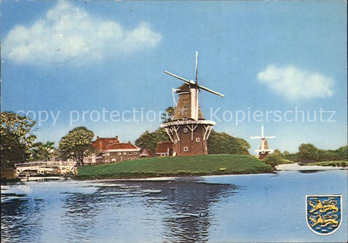 Dokkum Bolwerk met molens Windmuehle