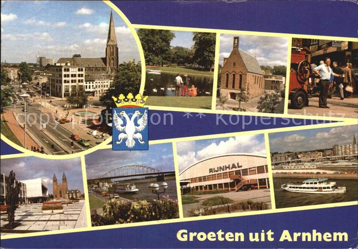 Arnhem Teilansichten Schwanenteich Kirche Bruecke Rijnhal