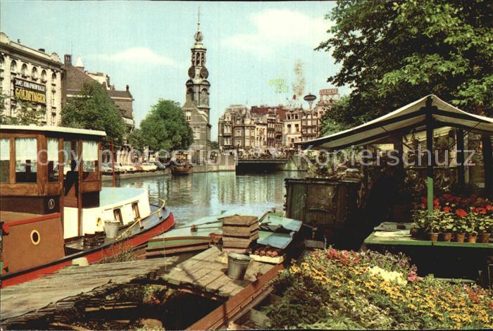 Amsterdam Niederlande Blumenmarkt beim historischen Singel Minzerturm