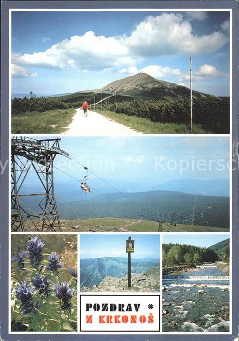 Trutnov Krkonos Wanderweg Riesengebirge Sessellift Pflanzen Wegweiser