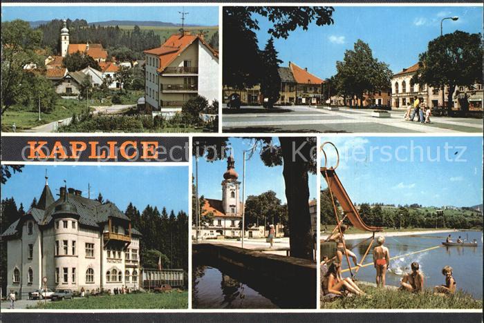 Kaplice Okres Cesky Krumlov Stred obce Namesti Zamek MNV Koupaliste