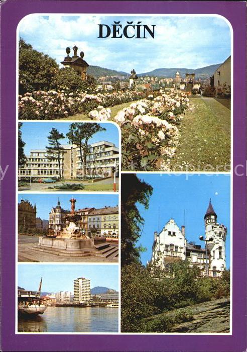 Decin Boehmen Park Brunnen Schloss Elbe