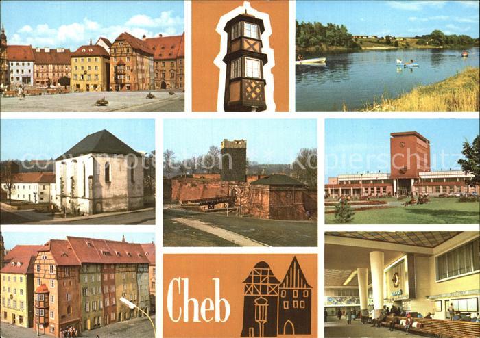 Cheb Eger Teilansichten Marktplatz Haeuserpartie Turm Eger