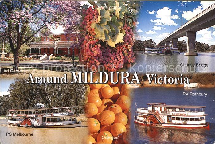 Mildura Views around the city Art Centre Chaffey Bridge PV Rothbury PS Melbourne