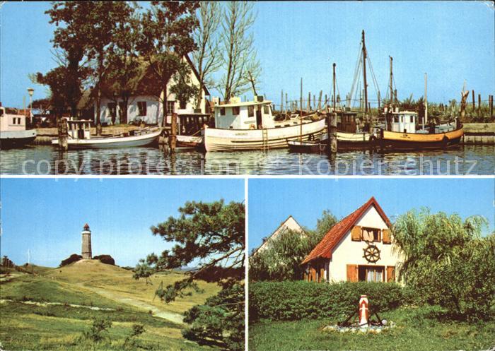 Insel Hiddensee Neuendorf Hafen Kloster Leuchtturm Seemannshaeuschen
