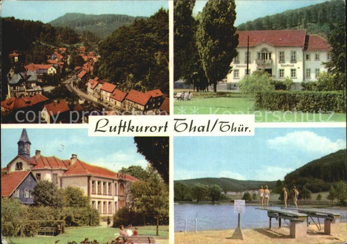 Thal Ruhla Bad Blick vom Tempelchen Kurhaus Thalfried Kuranlagen Freibad