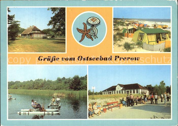 Prerow Ostseebad Rohrdachhaus Campingplatz Tretboot Prerowstrom Duenenhaus
