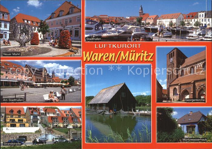 Waren Mueritz Luftkurort Neuer Markt Stadthafen Mueritzwasserhaus Georgenkirche