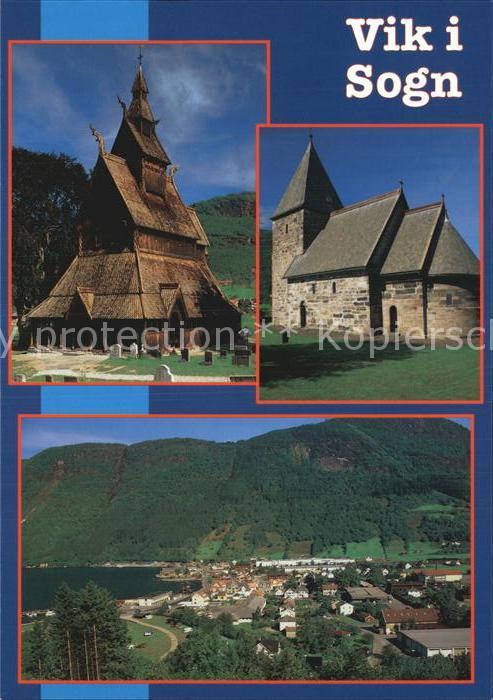 Norwegen Norge Vik i Sogn Steinkirche Panorama