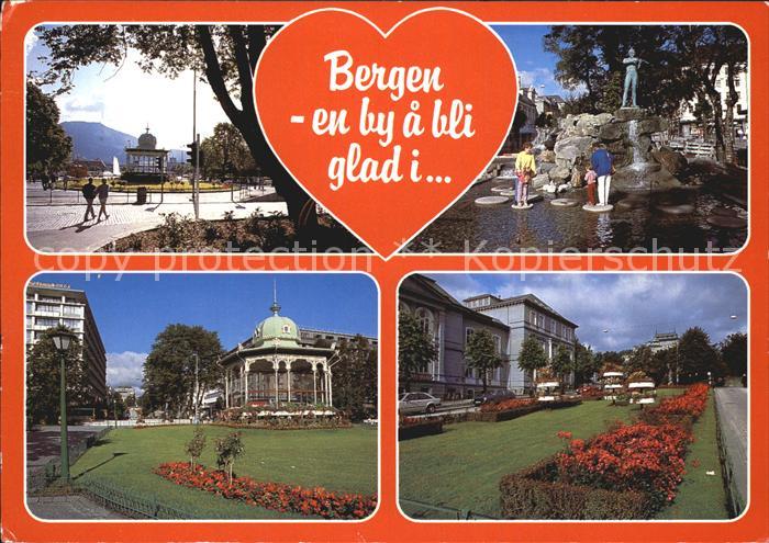 Bergen Norwegen Teilansichten Brunnen