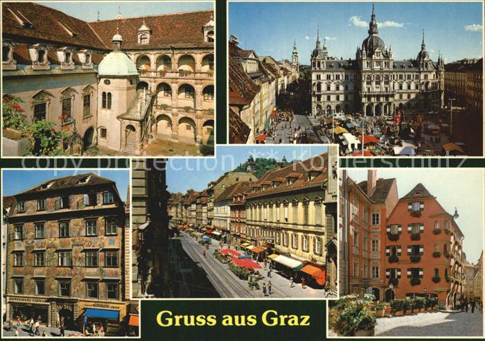 Graz Steiermark Fussgaengerzone Altstadt Landhaushof Rathaus