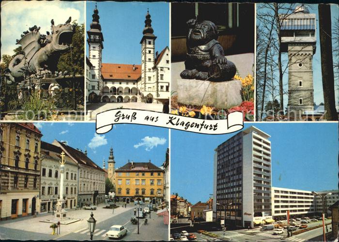Klagenfurt Woerthersee Lindwurmbrunnen Landhaus Sternwarte Rothauer Hochhaus