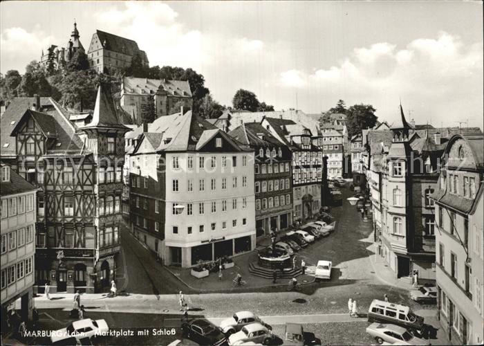 Marburg Lahn Marktplatz mit Schloss