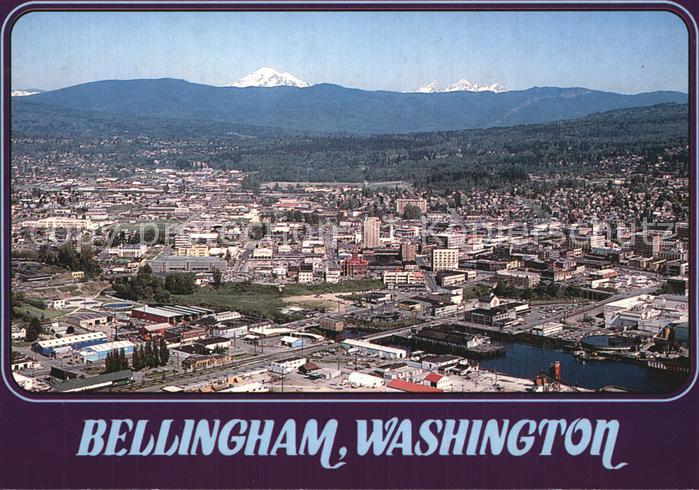 Bellingham Washington City mit Mt Baker Fliegeraufnahme
