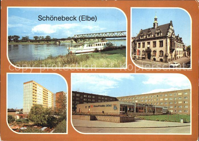 Schoenebeck Elbe Ernst Thaelmann Bruecke Rathaus Kaufhalle Sued