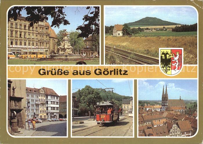 Goerlitz Sachsen Zierbrunnen Platz der Befreiung Landeskrone Untermarkt