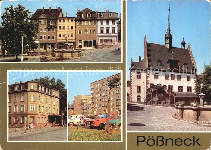 Poessneck Markt Mauritiusbrunnen HO Hotel Posthirsch Rathaus