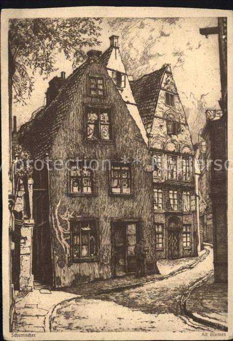 BREMEN  CITY Altstadt Schumacher Zeichnung