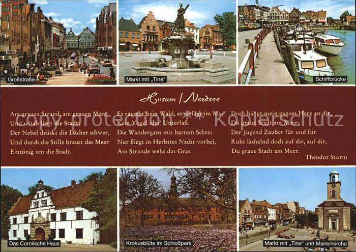Husum Nordfriesland Grossstrasse Markt mit Tina Schiffbruecke Cornisches Haus Sc