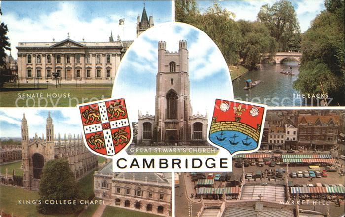 Cambridge Cambridgeshire Backs Market-Hill Senate-House Kings-College Chapel