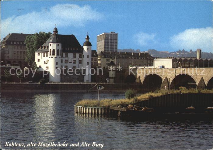 Koblenz Rhein mit Moselbruecke und alte Burg