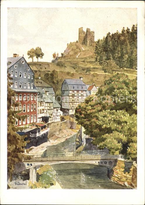 Monschau Montjoie NRW Rurpartie mit Haller Kuenstlerkarte