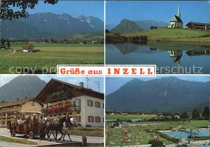 Inzell Traunstein Bayern Kirche am See Freibad Pferdewagen