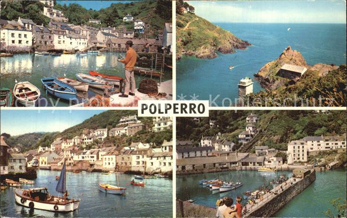 Polperro Cornwall Hafenpartien Seepanorama