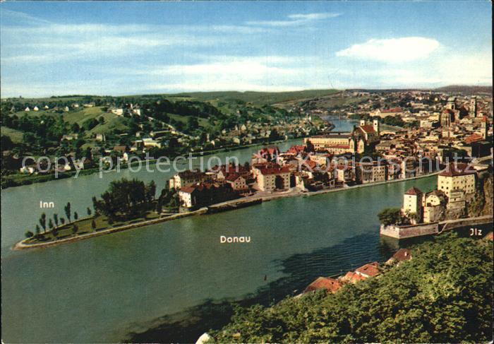 PAssAU Bayern Zusammenfluss Inn Donau Ilz mit Veste Oberhaus
