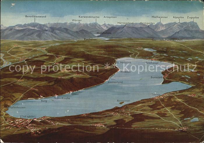 Starnbergersee und Umgebung Fliegeraufnahme