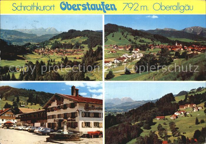 Oberstaufen Oberallgaeu Bayern Panorama Dorfmotiv Brunnen