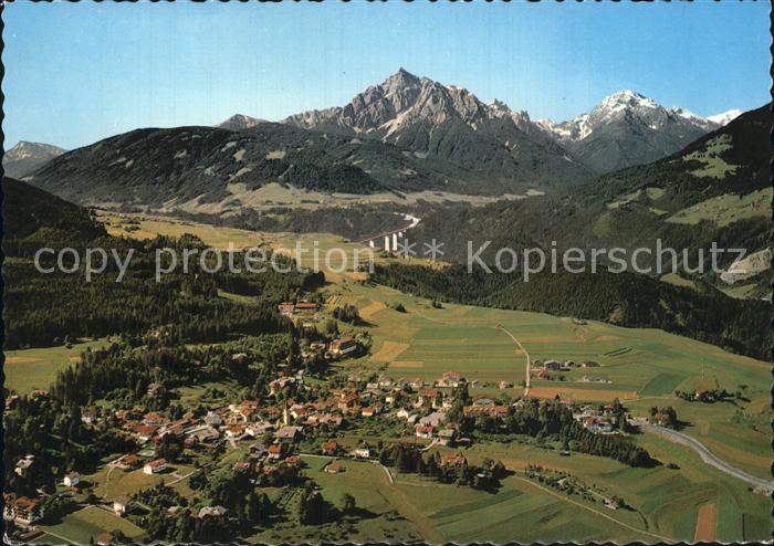 Igls Tirol Stubaital mit Europabruecke Fliegeraufnahme