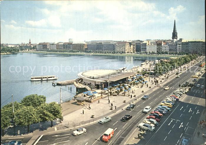HAMBURG CITY Jungfernstieg mit Alsterpavillon Fliegeraufnahme