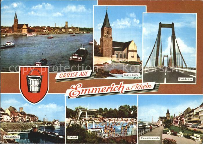 Emmerich Rhein Martinikirche Rheinbruecke Anlegestellen Freibad Rheinpromenade