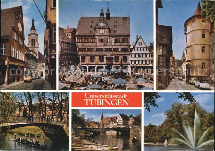 TueBINGEN BW Kirche Markt Turm Neckarbruecke Fontaene