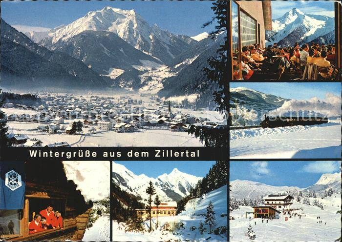 Mayrhofen Zillertal mit Gruenberg Penkenbahn Bergstation Terrasse Zillertalbahn