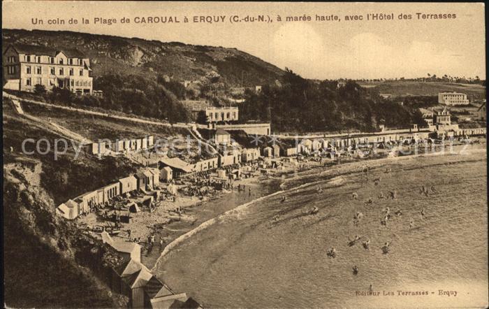 Erquy Plage de Caroual a maree haute Hotel de