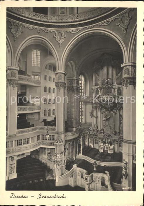 DRESDEN Elbe Frauenkirche Inneres vor Zerstoerung 1945 Repro