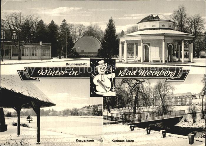 Bad Meinberg im Winter Brunnenplatz Kurparksee Kurhaus Stern