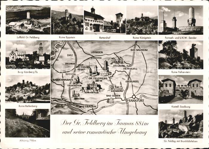 Grosser Feldberg Taunus und Umgebung Landkarte