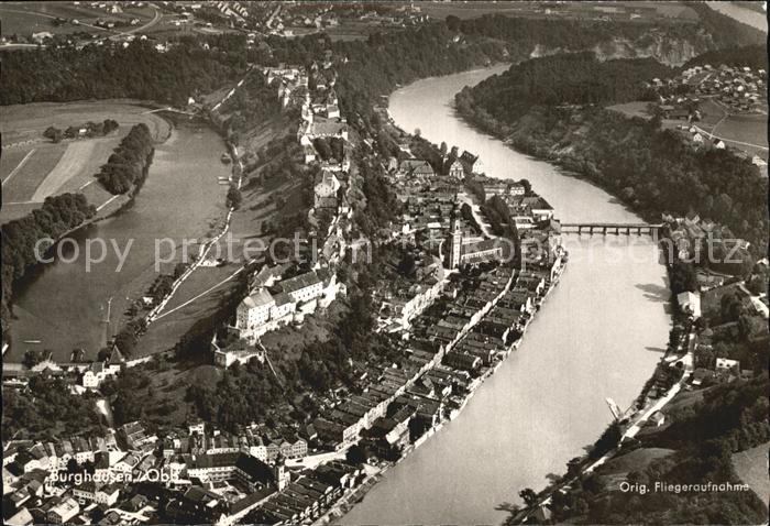 Burghausen Oberbayern an der Salzach Original Fliegeraufnahme