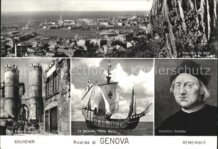 Genova Genua Liguria Panorama dal Righi Casa di C Colombo Porta Soprana La Carav