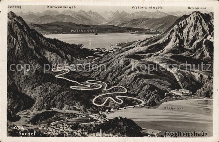 Kochel See aus der Vogelperspektive Kochelsee Walchensee Alpenpanorama Kesselber