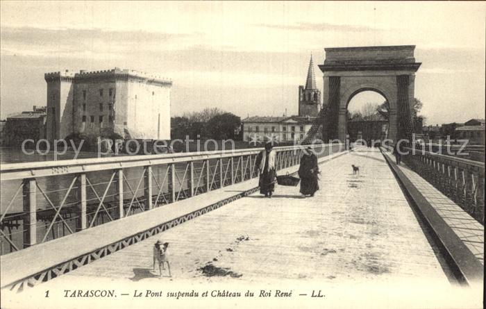 Tarascon Bouches-du-Rhone Pont suspendu et Chateau du Roi Rene