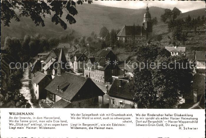 Wildemann Harz Goslar Niedersachsen Ortsansicht mit Kirche Gedicht H. Schwier