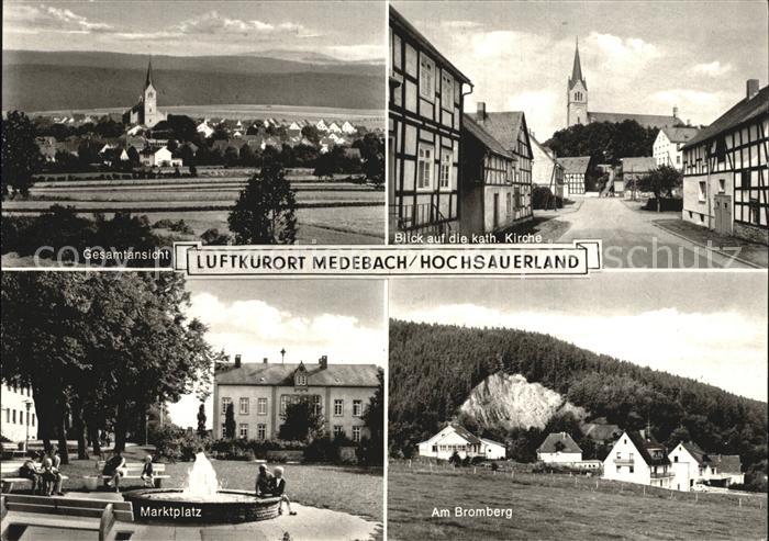 Medebach Gesamtansicht Katholische Kirche Bromberg Marktplatz Brunnen